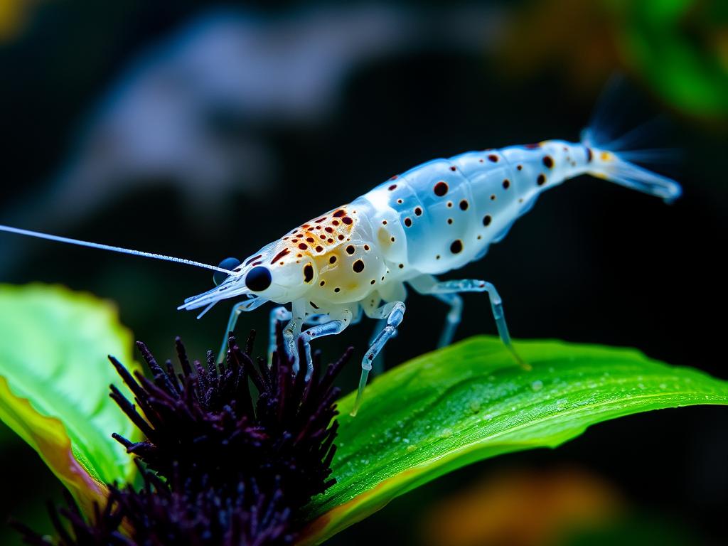 Amano shrimp cleaning black beard algae from aquarium plants Amano shrimp cleaning black beard algae from aquarium plants