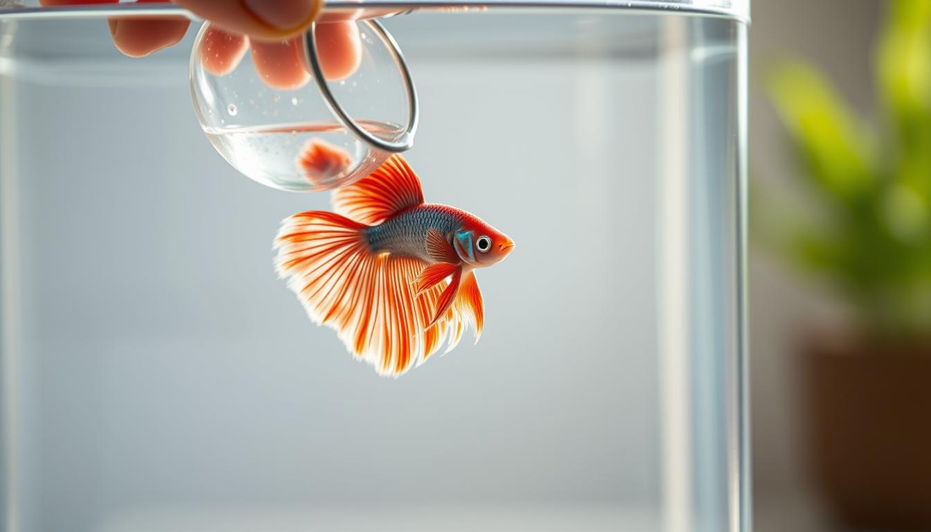 how to transfer betta fish from cup to tank