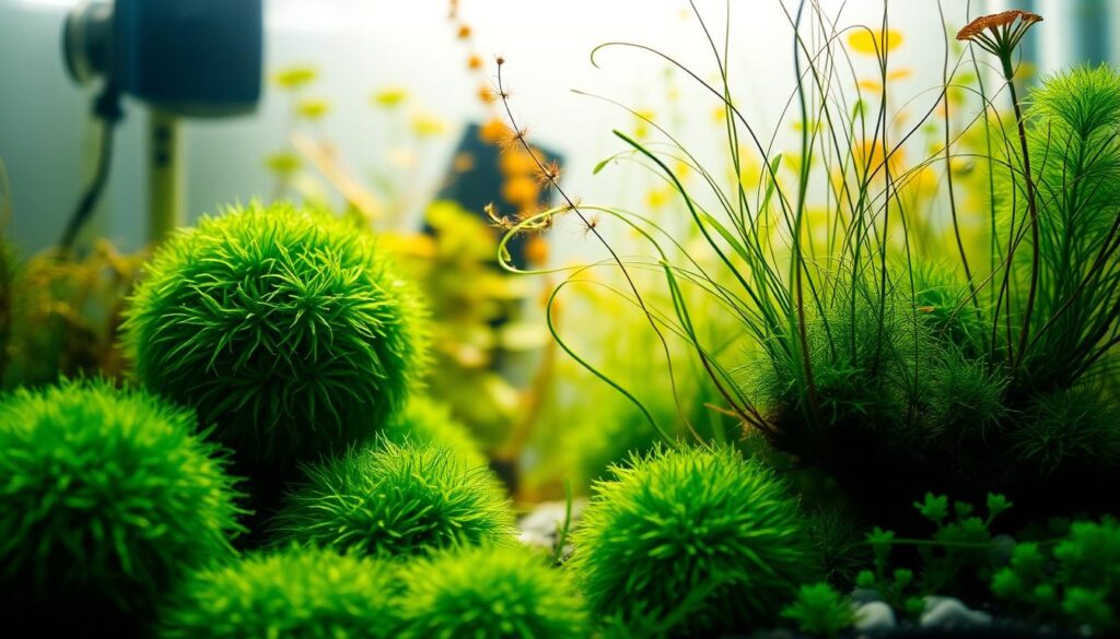 moss balls vs plants in aquarium