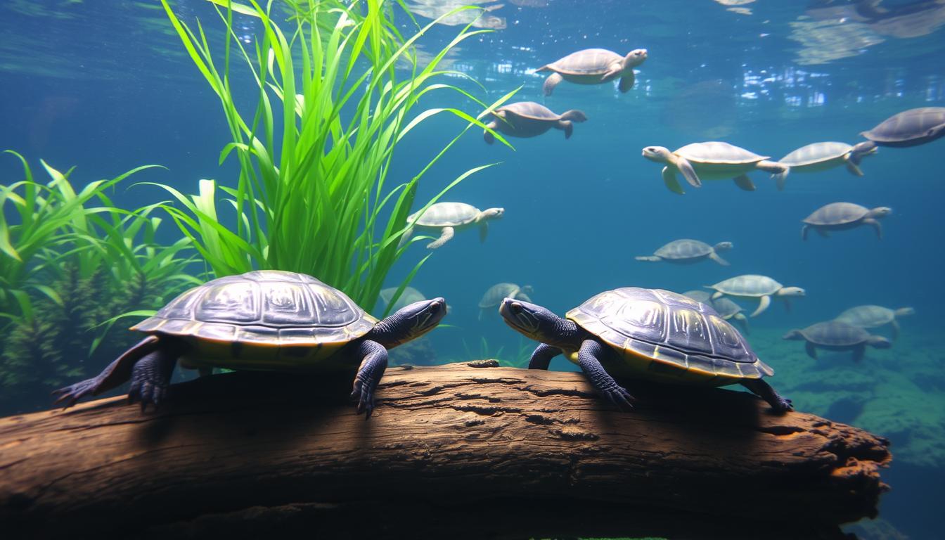 turtles in an aquarium​