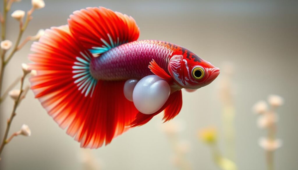 Betta fish with gas bubble disease symptoms