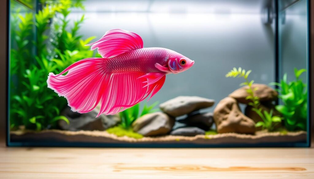 pink betta fish tank setup